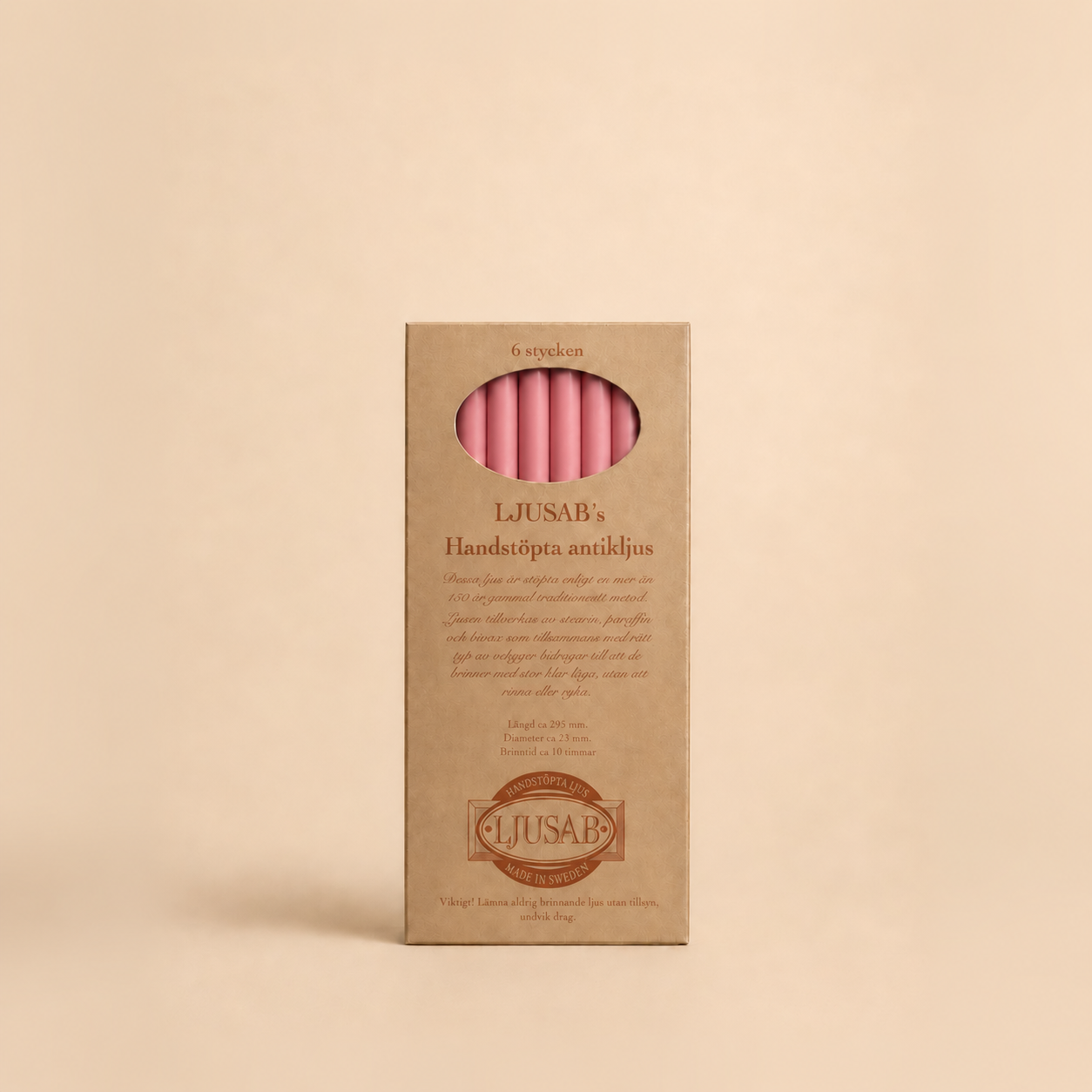Rosa antikljus – 6-pack – handstöpt ljus från LjusService