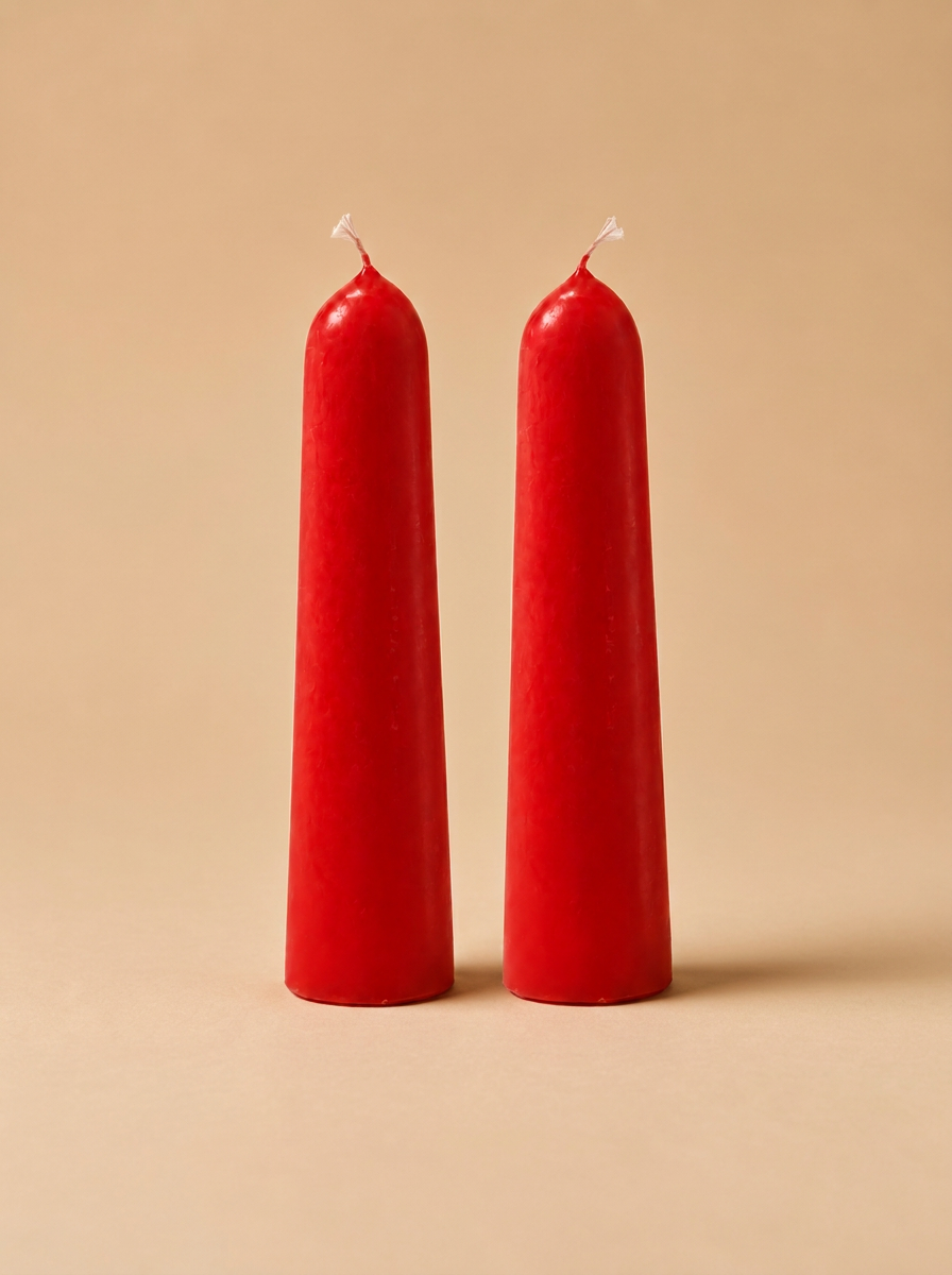 Handstöpta blockljus 42h – 2-pack, röd
