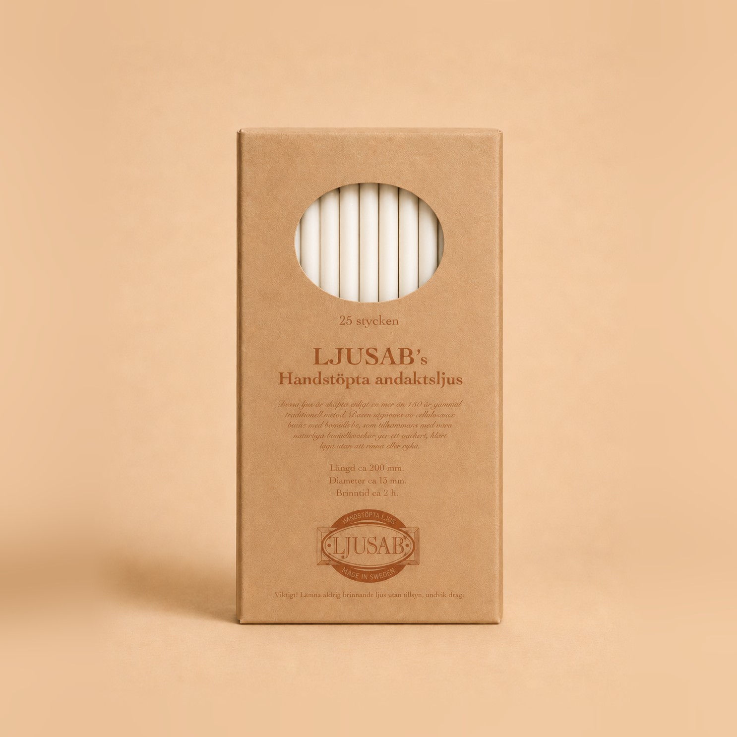 Andaktsljus 20 cm – 25-pack, vit (bild 1 av 3)