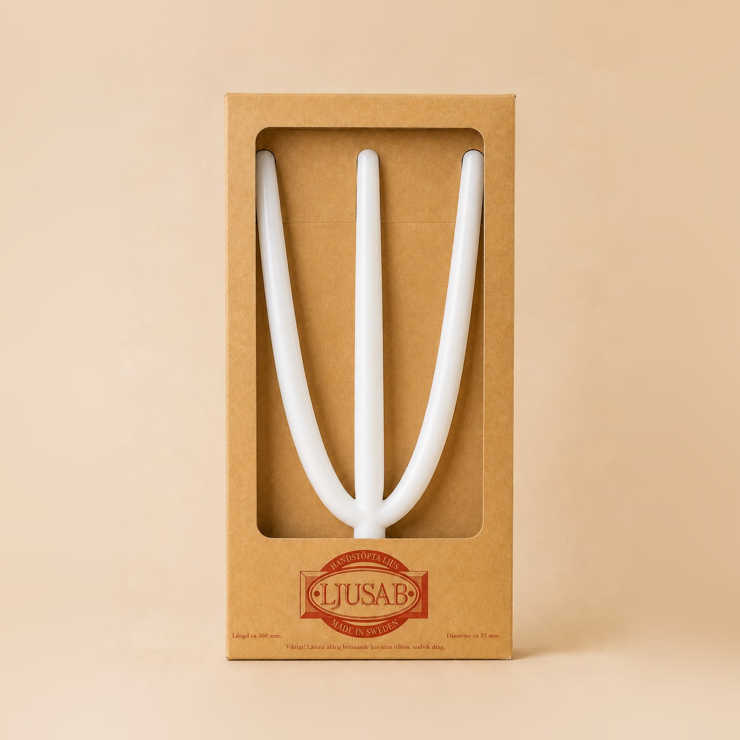 Grenljus 35 cm – vit (bild 1 av 2)
